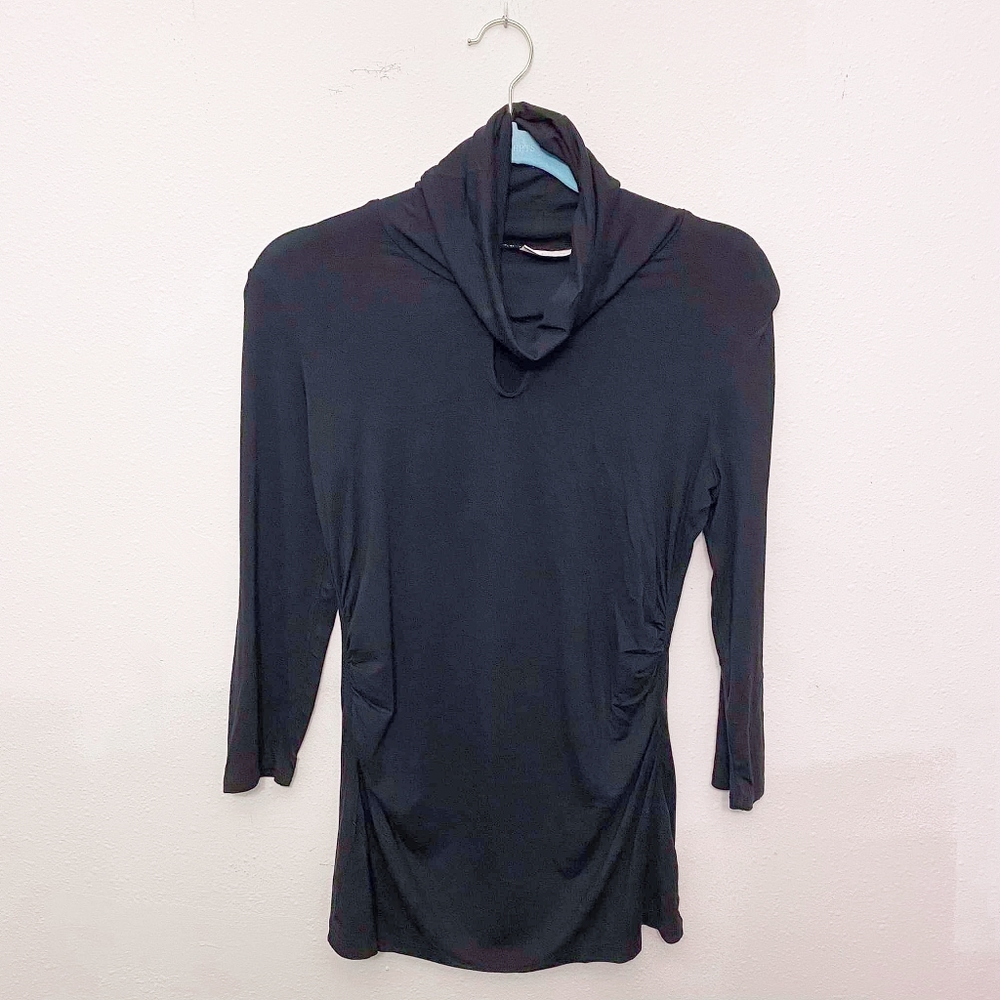 New York & Company 3/4 Long-Sleeved Turtleneck Shirt Black Size M